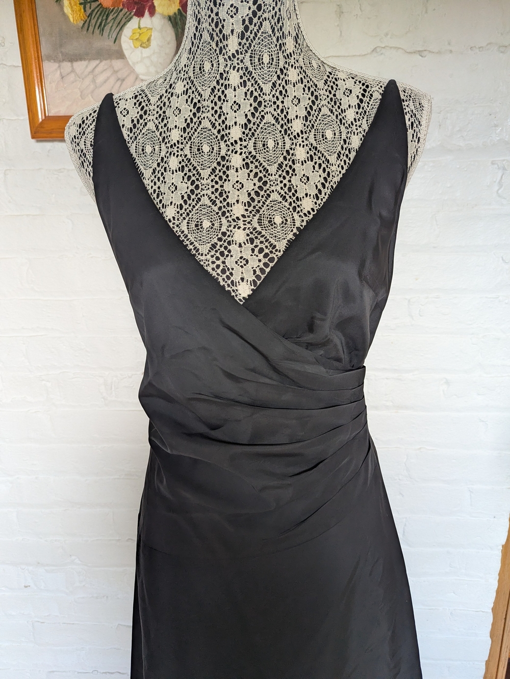 Black V-Neck Womens Slip Dress - Picture 4 of 4